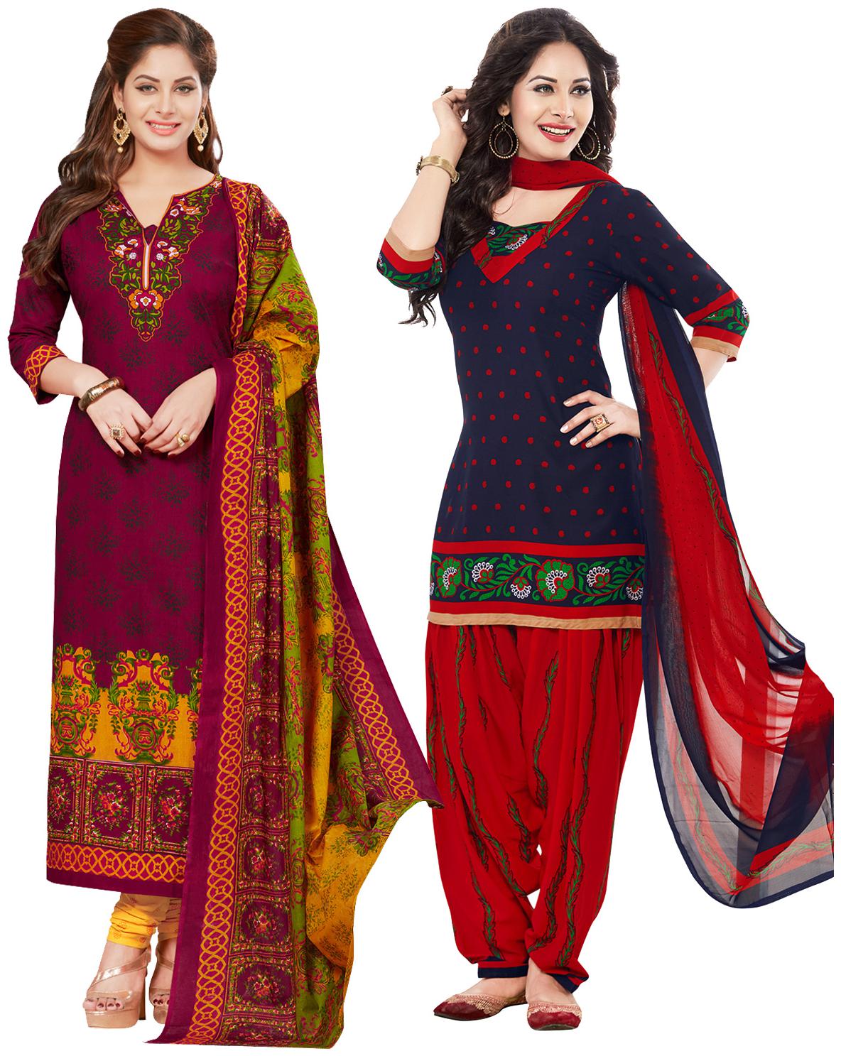 

Salwar Studio Women Crepe Printed Kurta Bottom Dupatta Multi