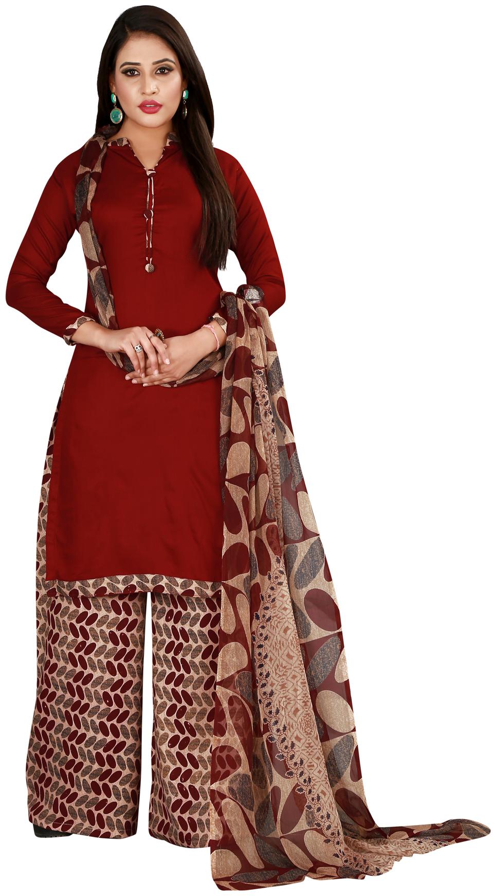 

Salwar Studio Women Maroon Printed Straight Kurta With Palazzo