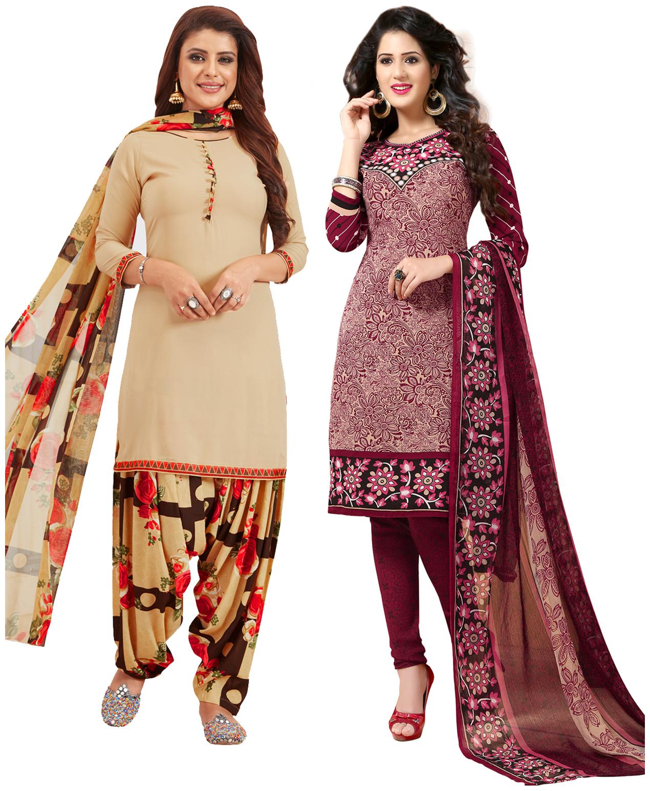 

Salwar Studio Women Crepe Printed Kurta Bottom Dupatta Multi