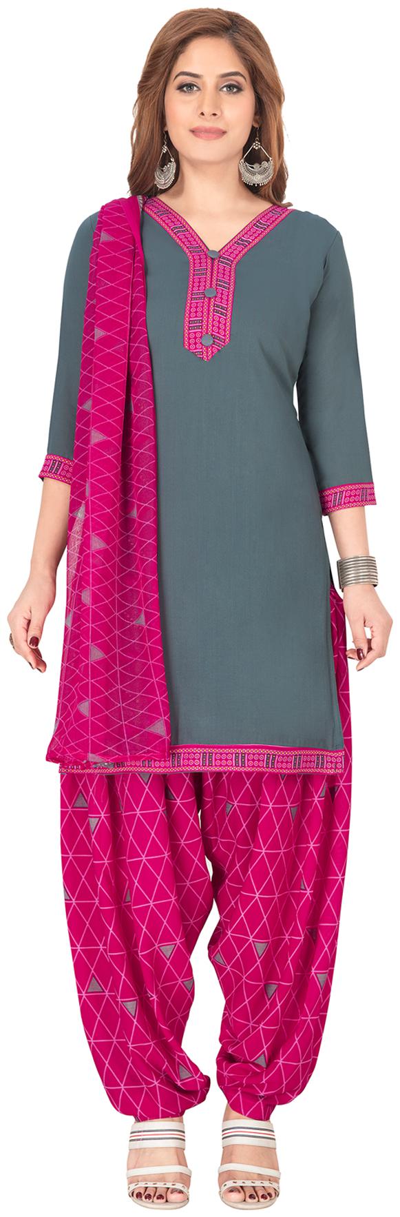

Salwar Studio Grey Unstitched Kurta with bottom dupatta With dupatta Dress Material