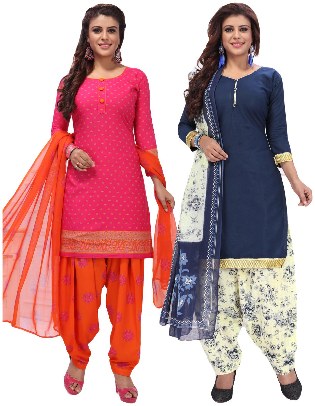 

Salwar Studio Women Pack of 2 Synthetic Printed Unstitched Dress Material Combo-MONSOON-2577-2578
