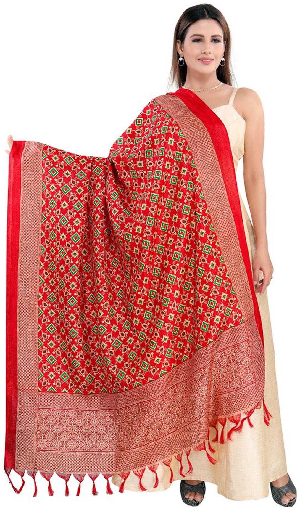 

Salwar Studio Women Blended Printed Red Dupatta