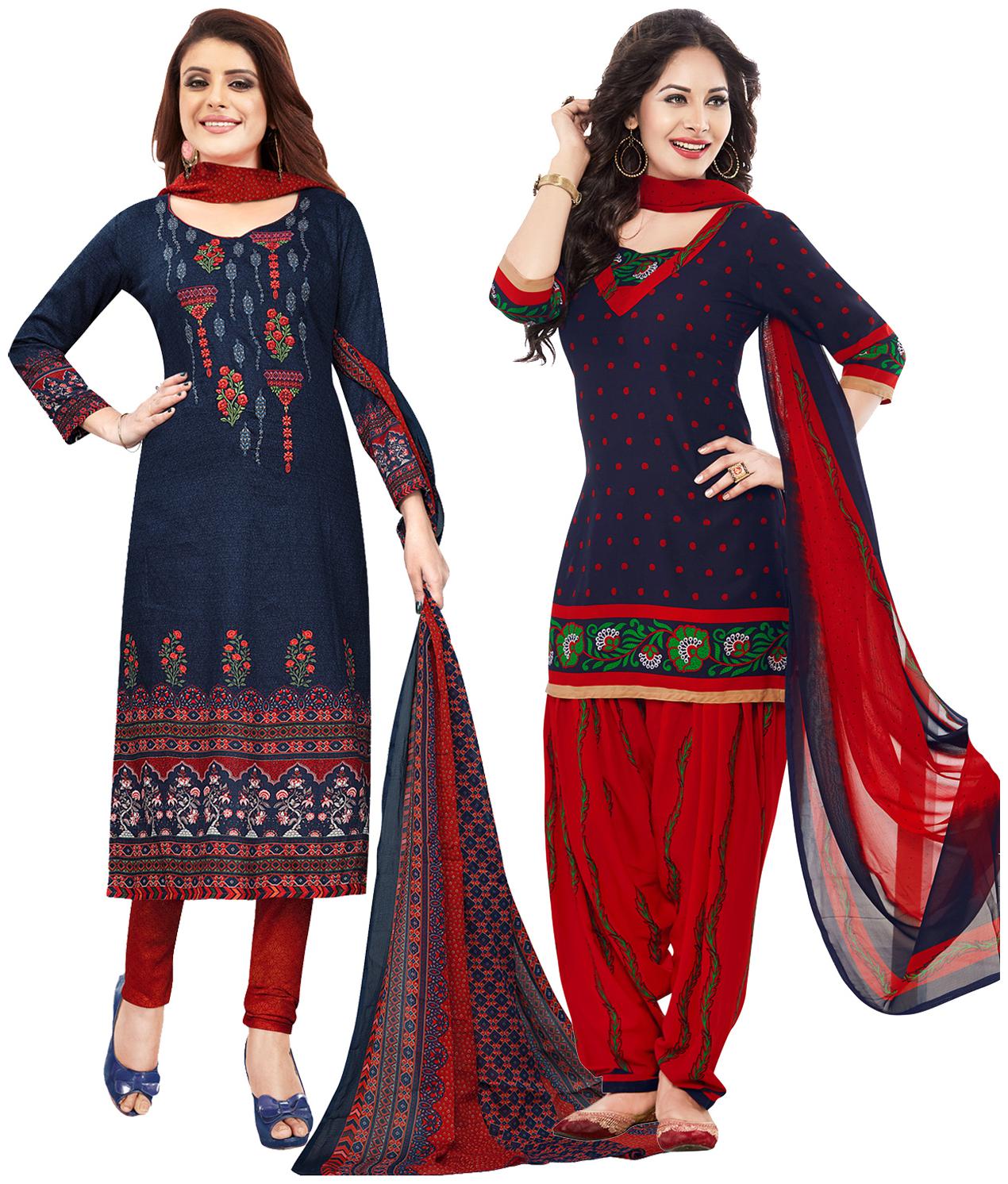 

Salwar Studio Women Crepe Printed Kurta Bottom Dupatta Multi