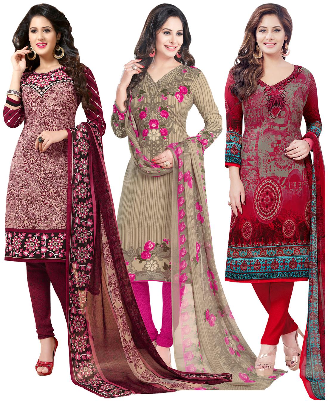 

Salwar Studio Multi Unstitched Kurta fabric With dupatta Dress Material