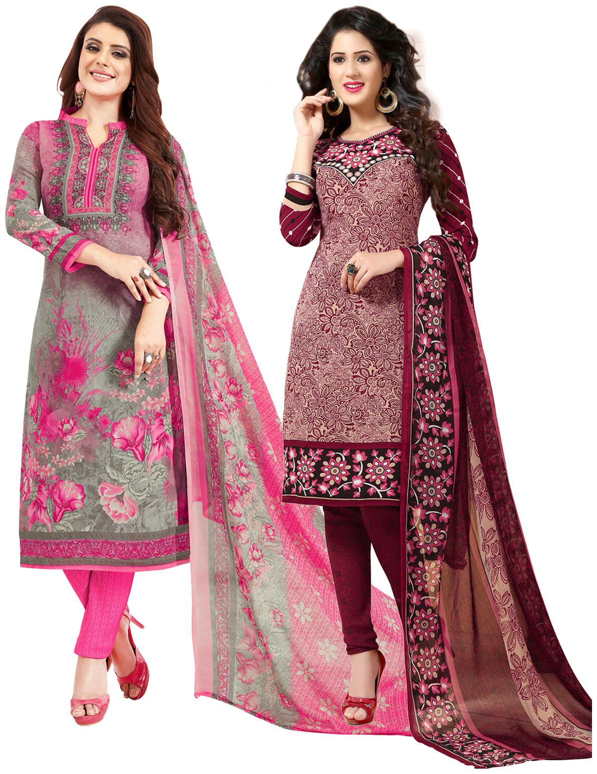 

Salwar Studio Women Crepe Printed Kurta Bottom Dupatta Multi