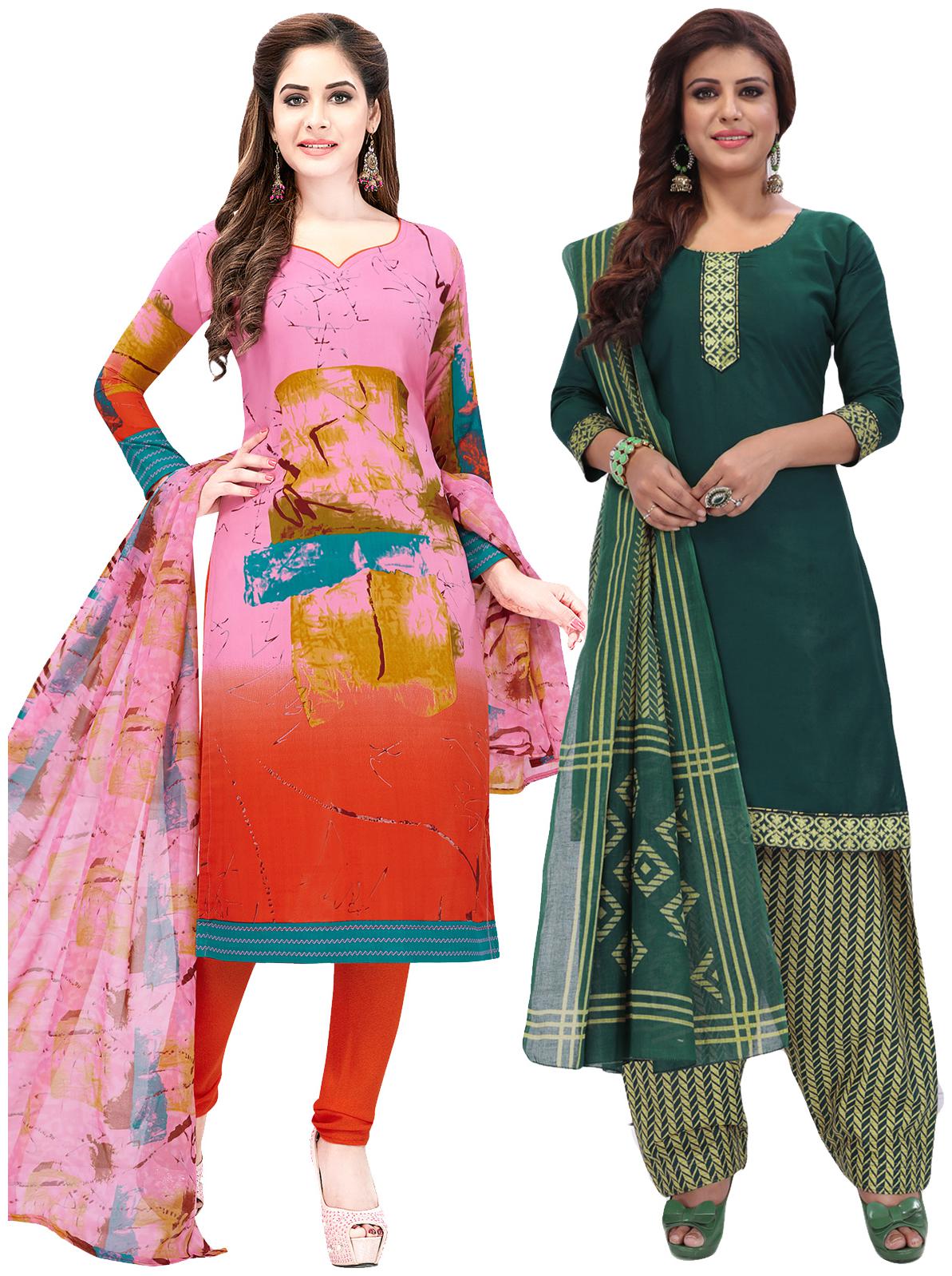 

Salwar Studio Women Pack of 2 Synthetic Printed Unstitched Dress Material Combo-MONSOON-2553-2570
