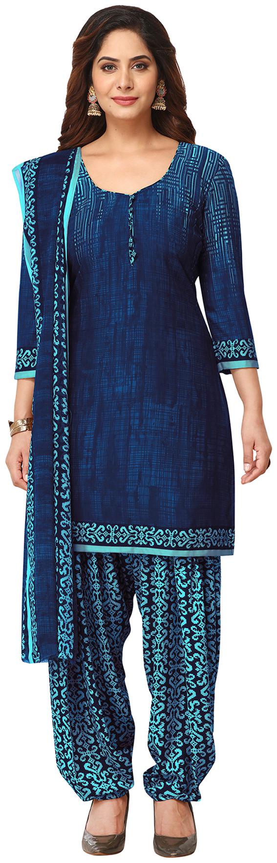 

Salwar Studio Blue Unstitched Kurta with bottom dupatta With dupatta Dress Material