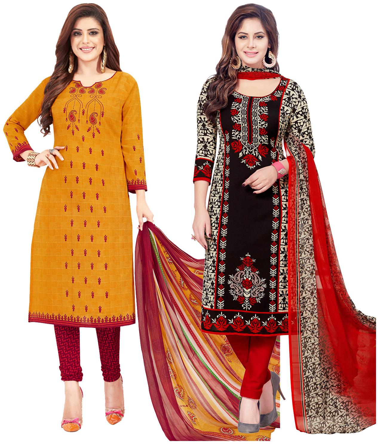 

Salwar Studio Women Crepe Printed Kurta Bottom Dupatta Multi