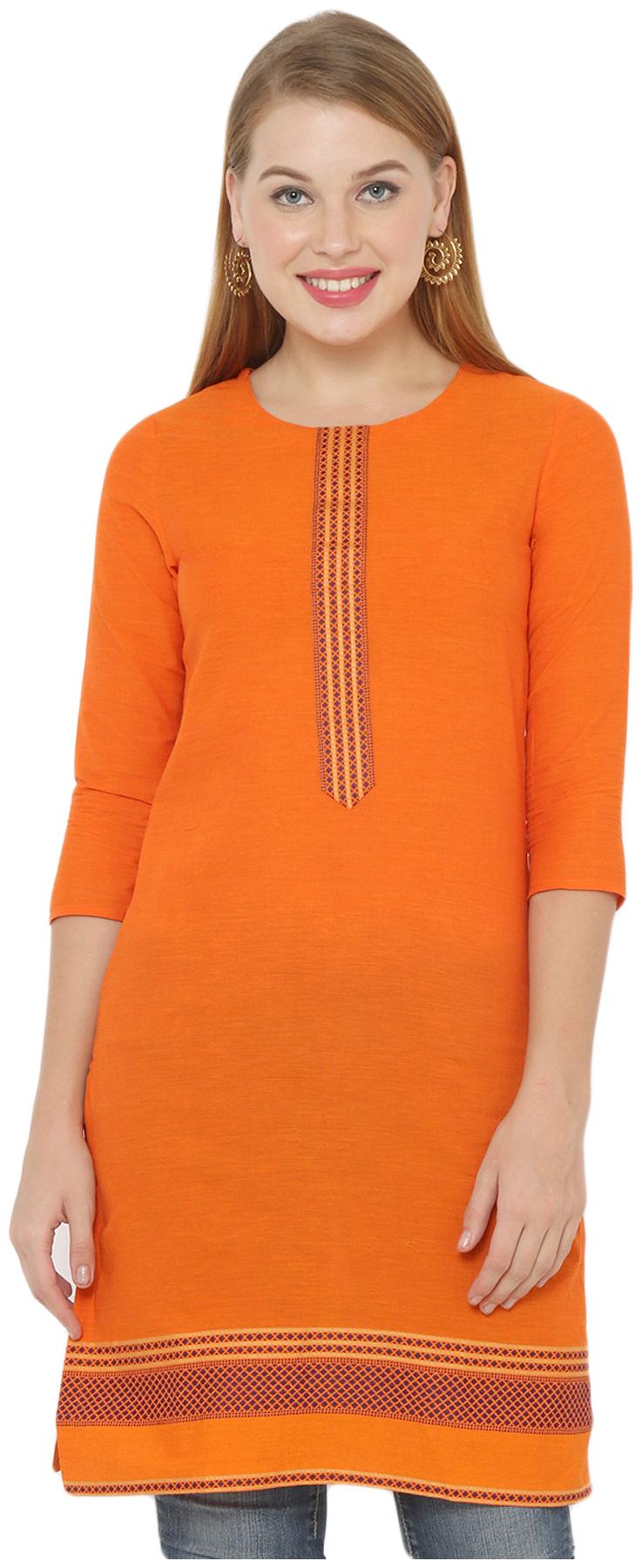 

Salwar Studio Women Orange Solid Regular Kurti