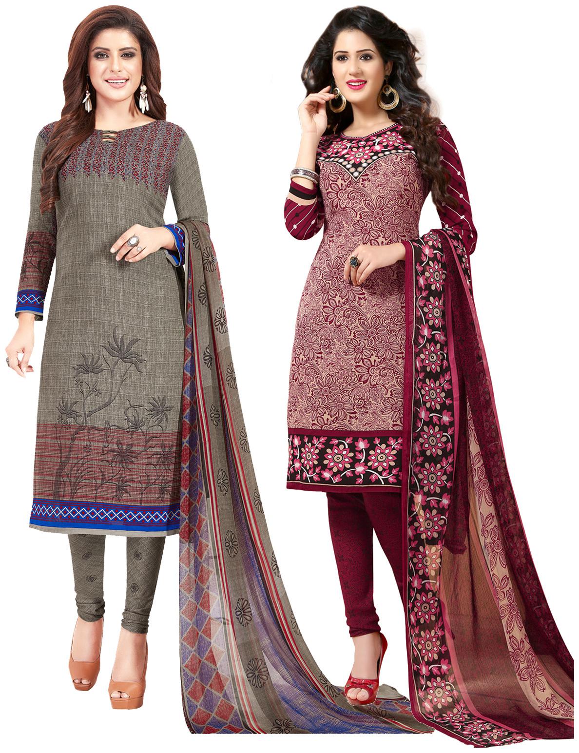 

Salwar Studio Women Crepe Printed Kurta Bottom Dupatta Multi