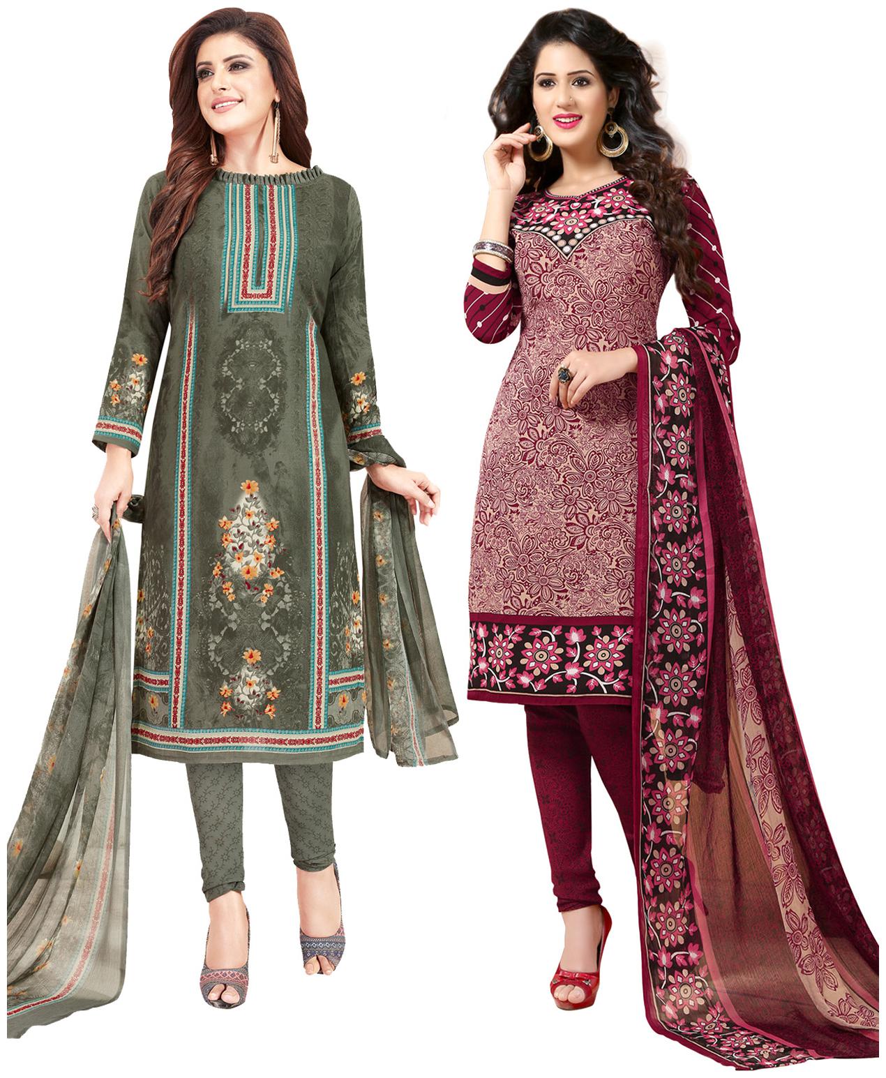 

Salwar Studio Women Crepe Printed Kurta Bottom Dupatta Multi