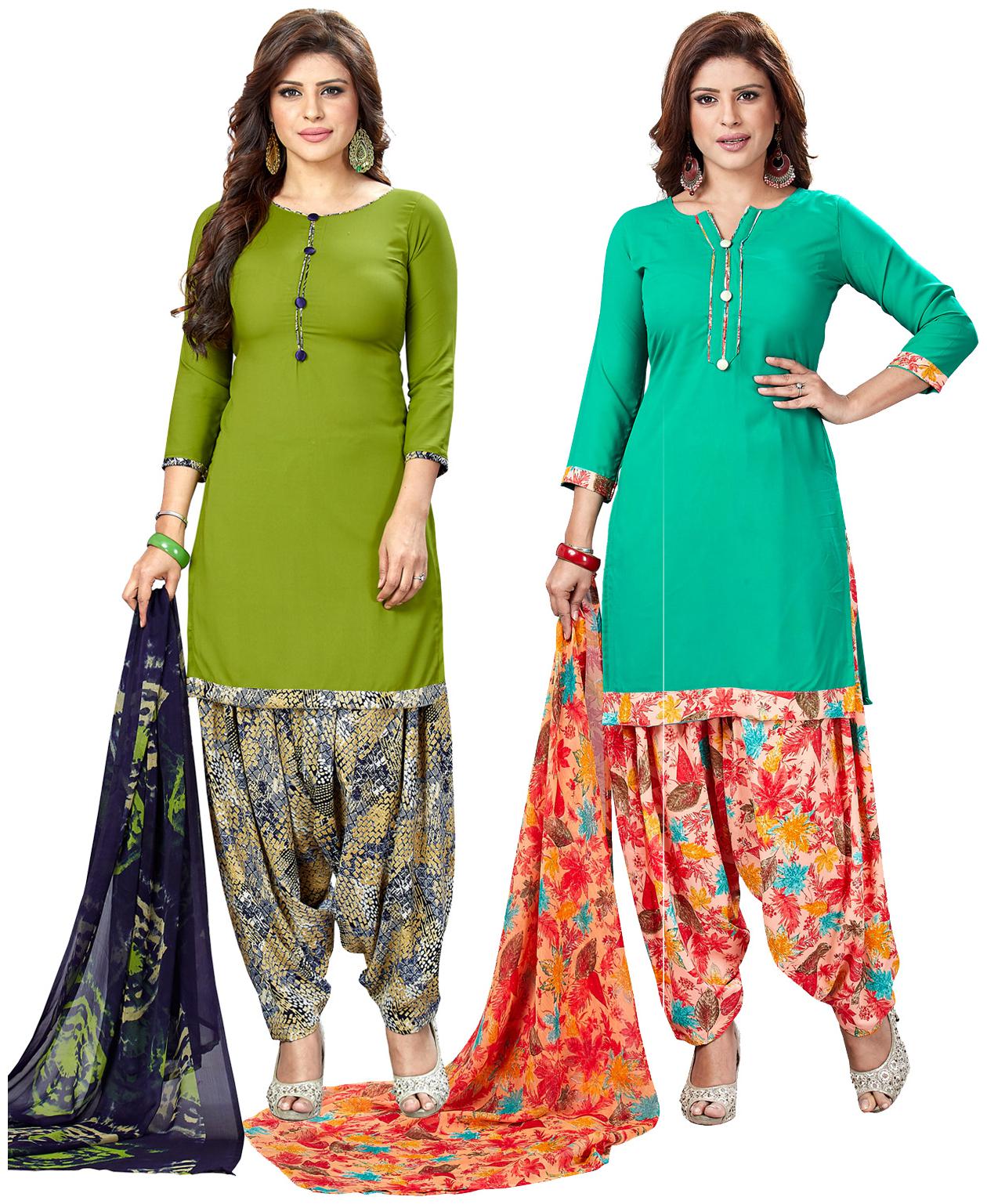 

Salwar Studio Crepe Printed Dress Material Multi
