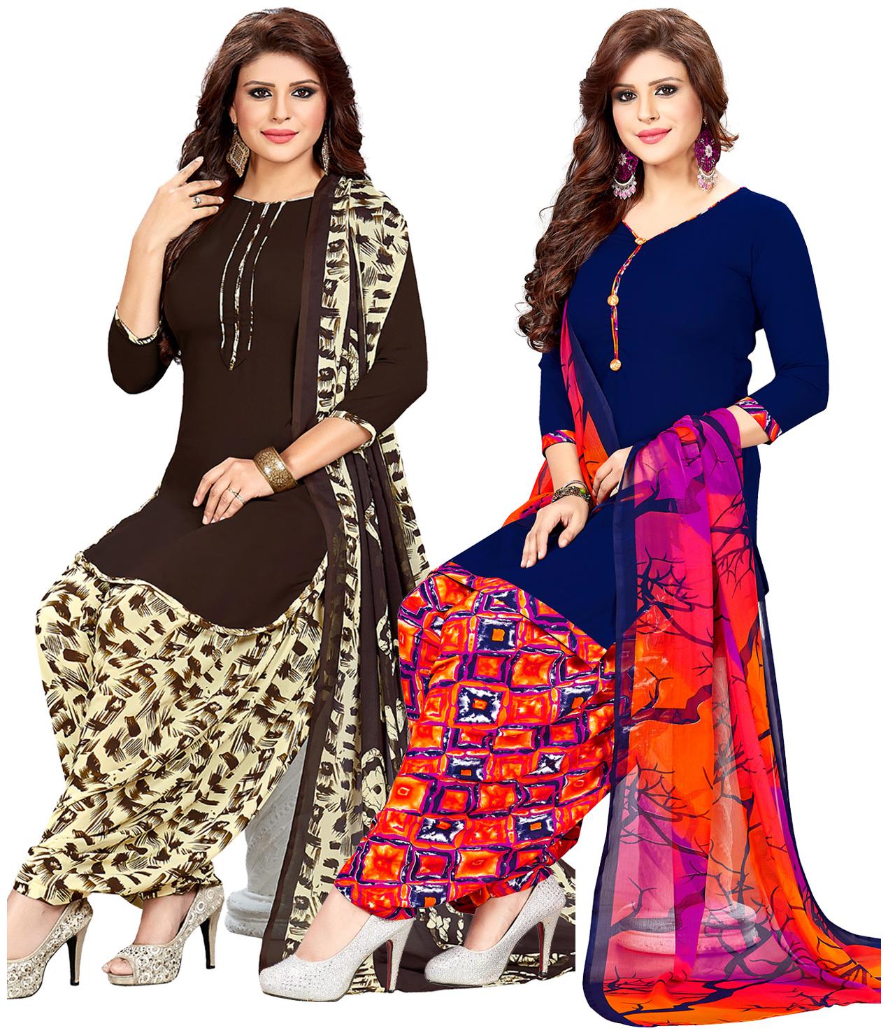 

Salwar Studio Crepe Printed Dress Material Multi