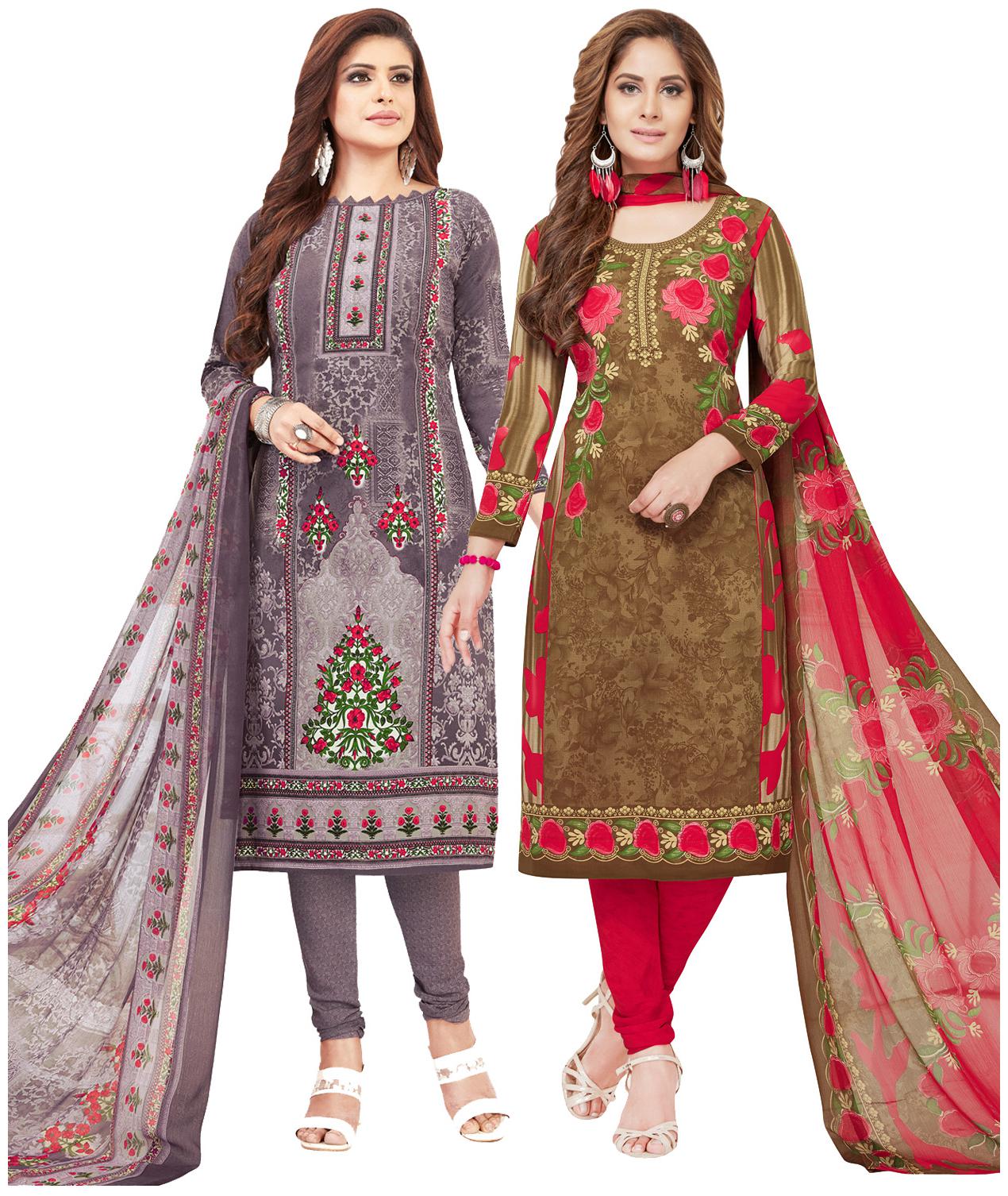 

Salwar Studio Women Crepe Printed Kurta Bottom Dupatta Multi