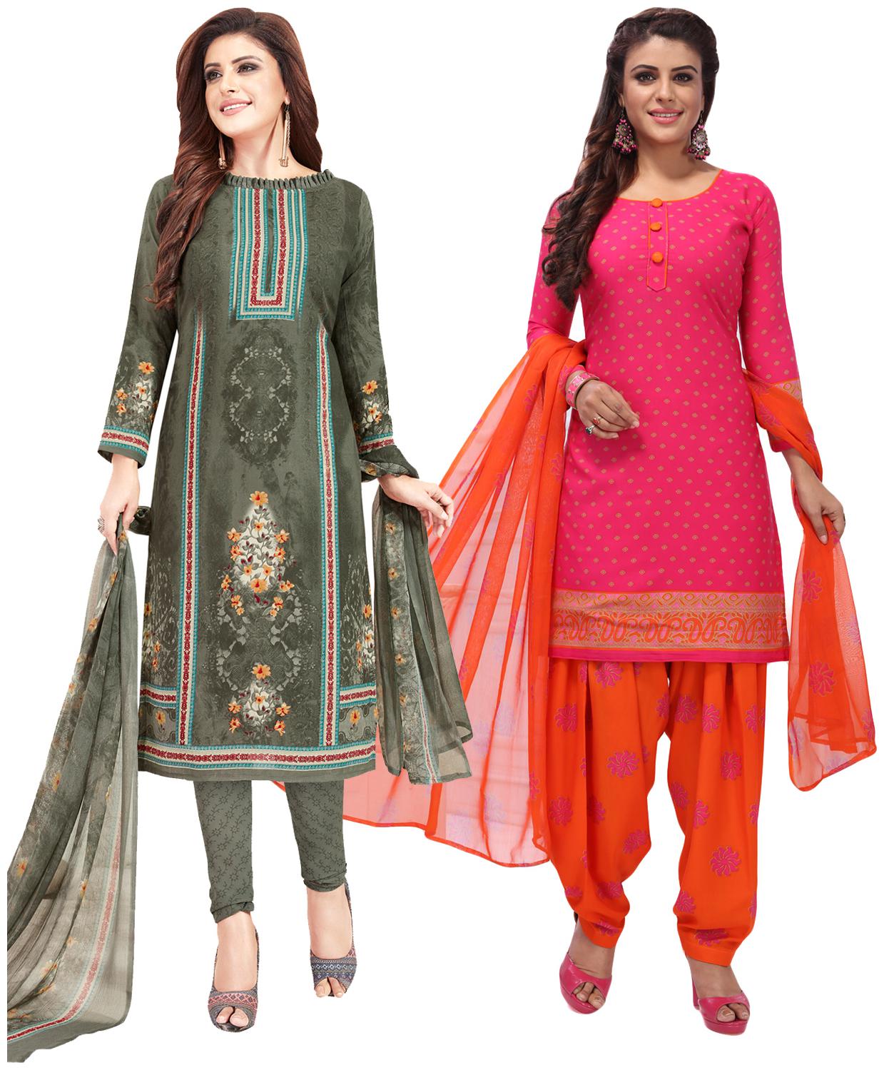 

Salwar Studio Women Crepe Printed Kurta Bottom Dupatta Multi