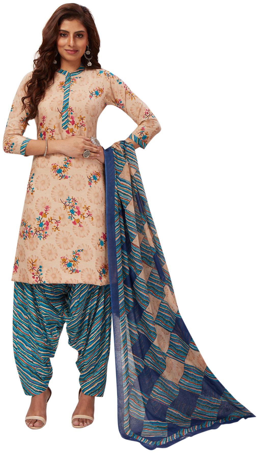 

Salwar Studio Cotton Regular Fit Casual Suit Set -Beige