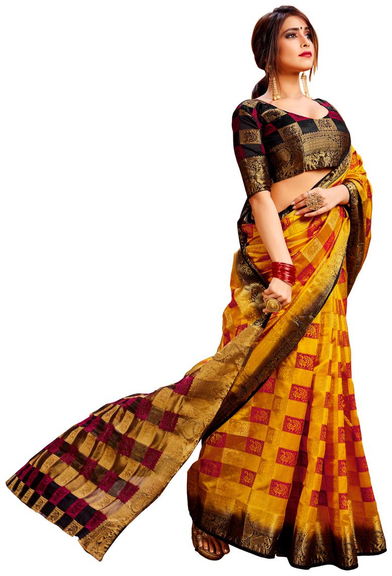 

Samarth Fab Silk Party Designer Saree With Blouse - Yellow