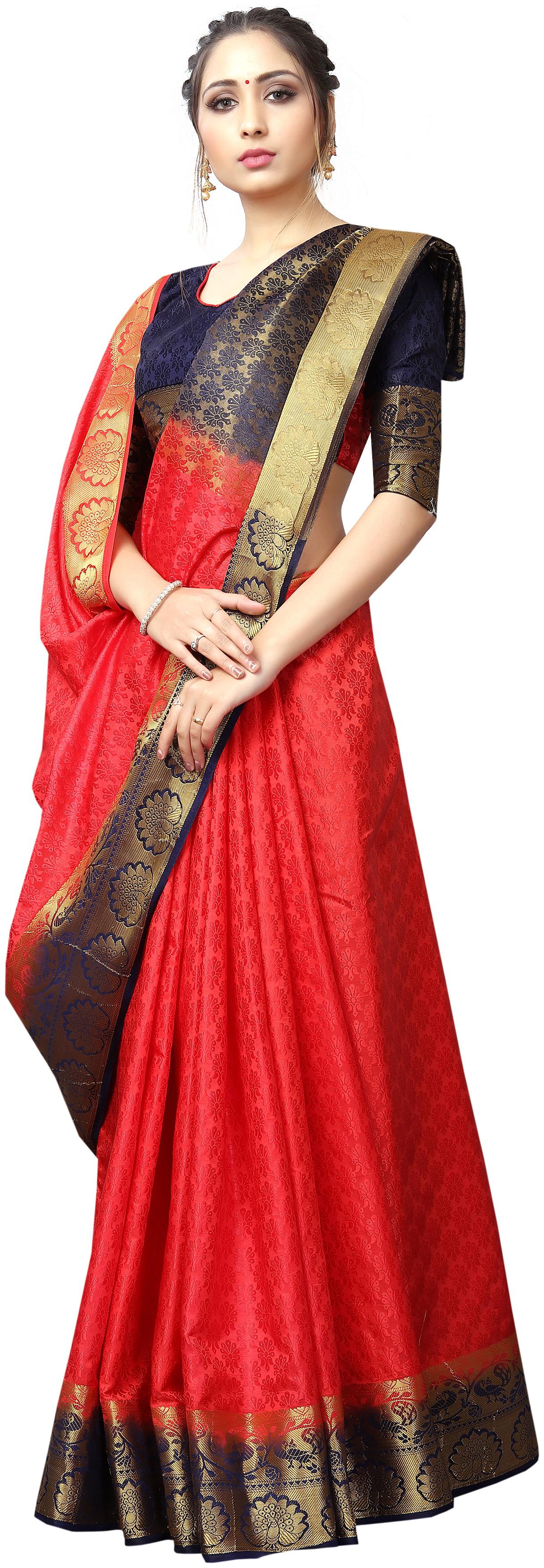 

Samarth Fab Silk Party Designer Saree With Blouse - Red
