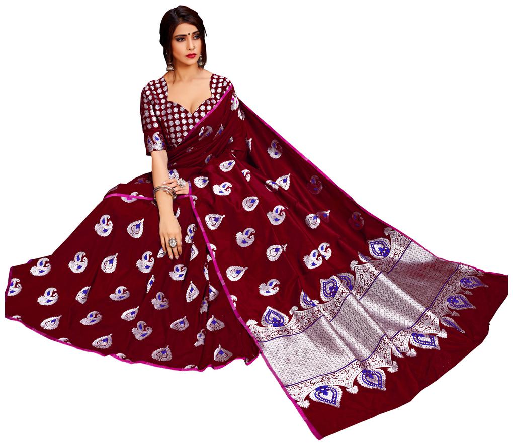 

Samarth Fab Silk Party Designer Saree With Blouse - Red