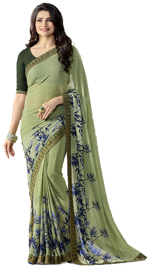 

Samarth Fab Green Color Bollywood Style Ethnic Wear Party Wear Georgette Printed Free Size Designer Saree With Blouse