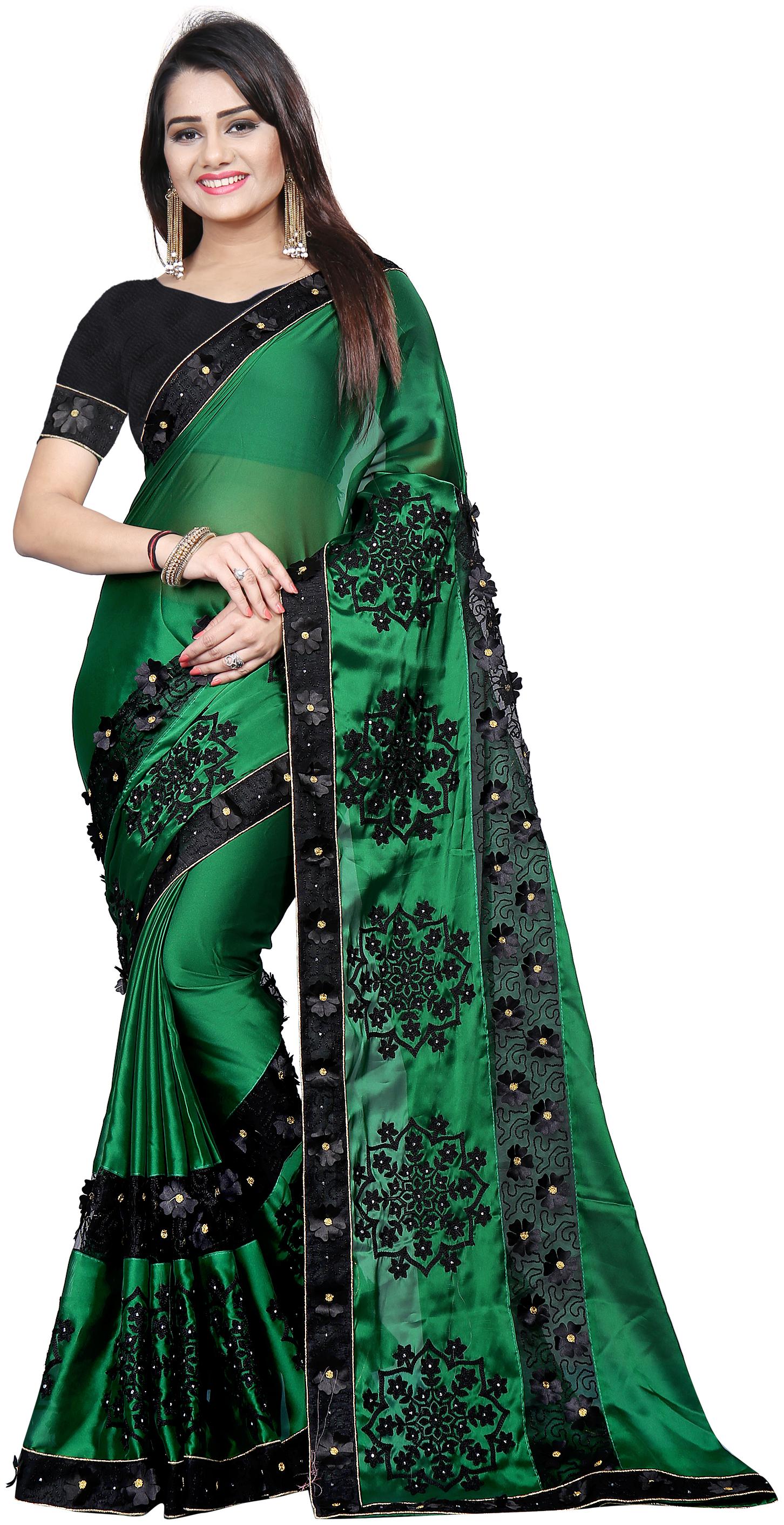 

Samarth Fab Silk Party Green Designer Saree With Blouse
