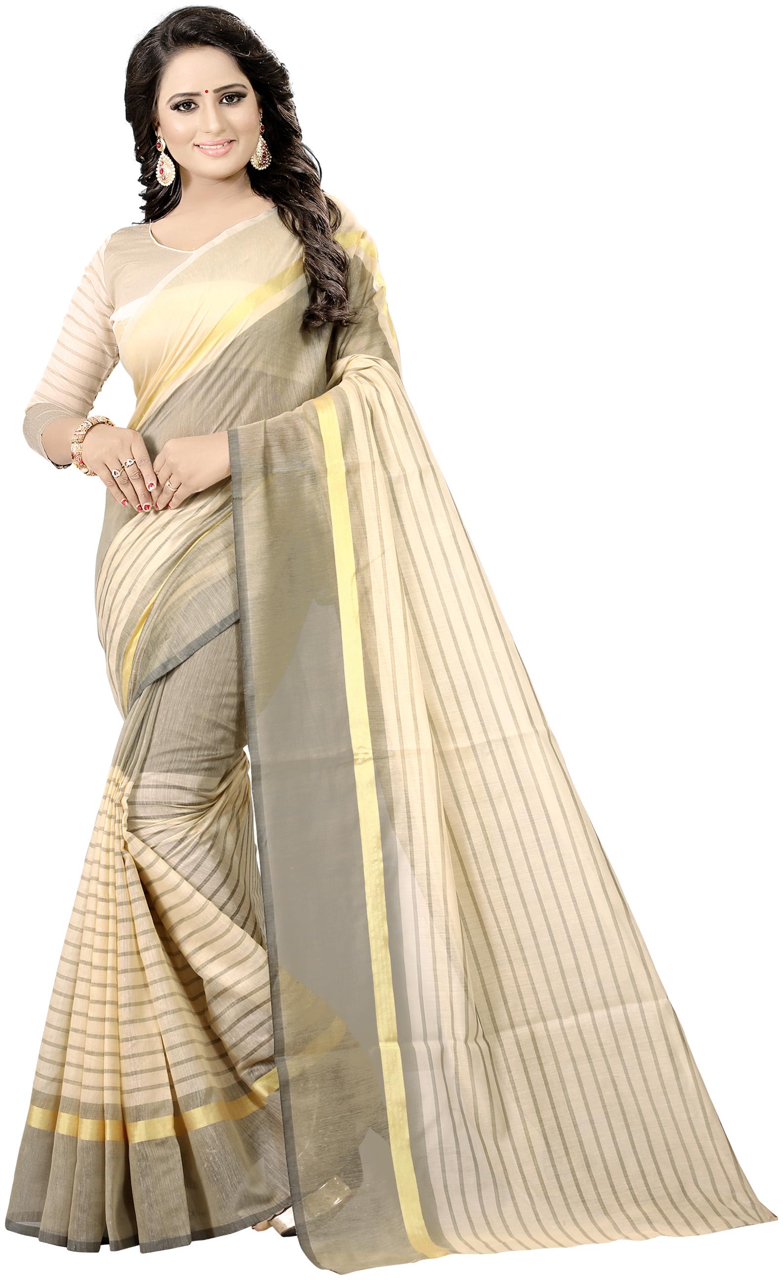 

Samvegi Creation Chanderi Cotton Saree - Beige