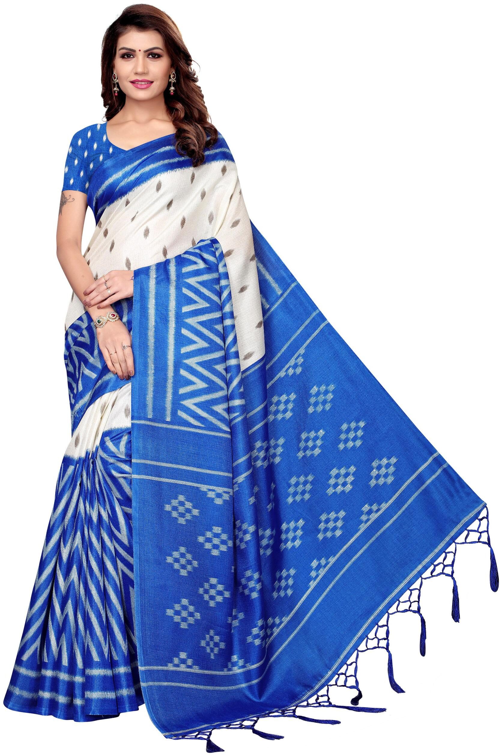 

Samvegi Creation Khadi Silk Kalamkari Printed Saree - Blue