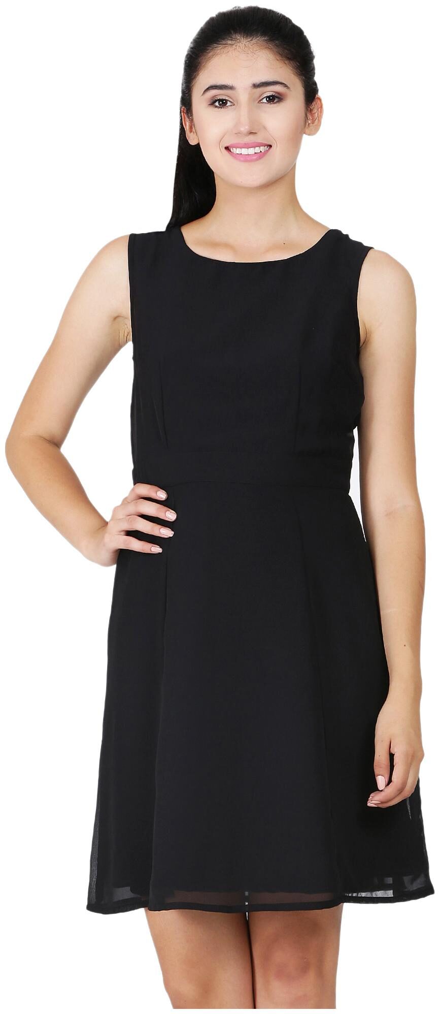 

Sanadi Black Solid A-line dress