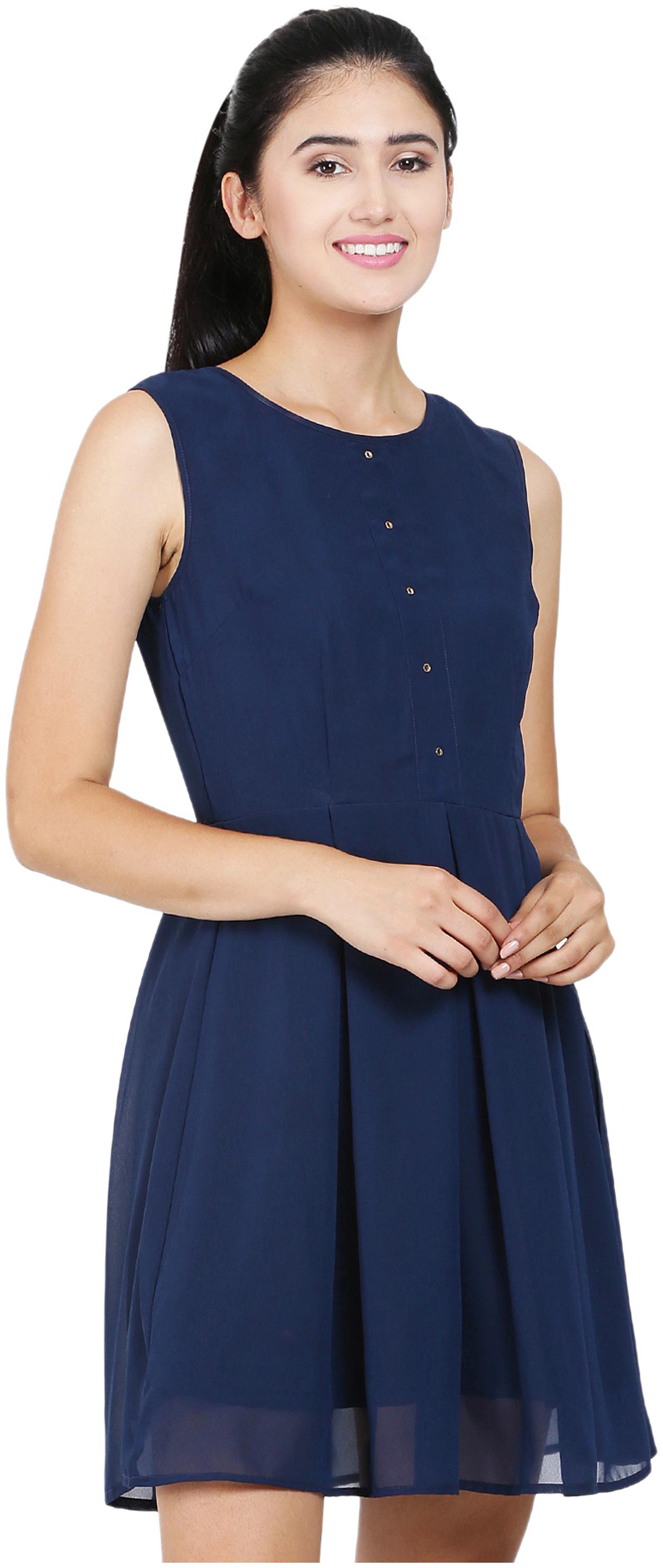 

Sanadi Blue Solid A-line dress