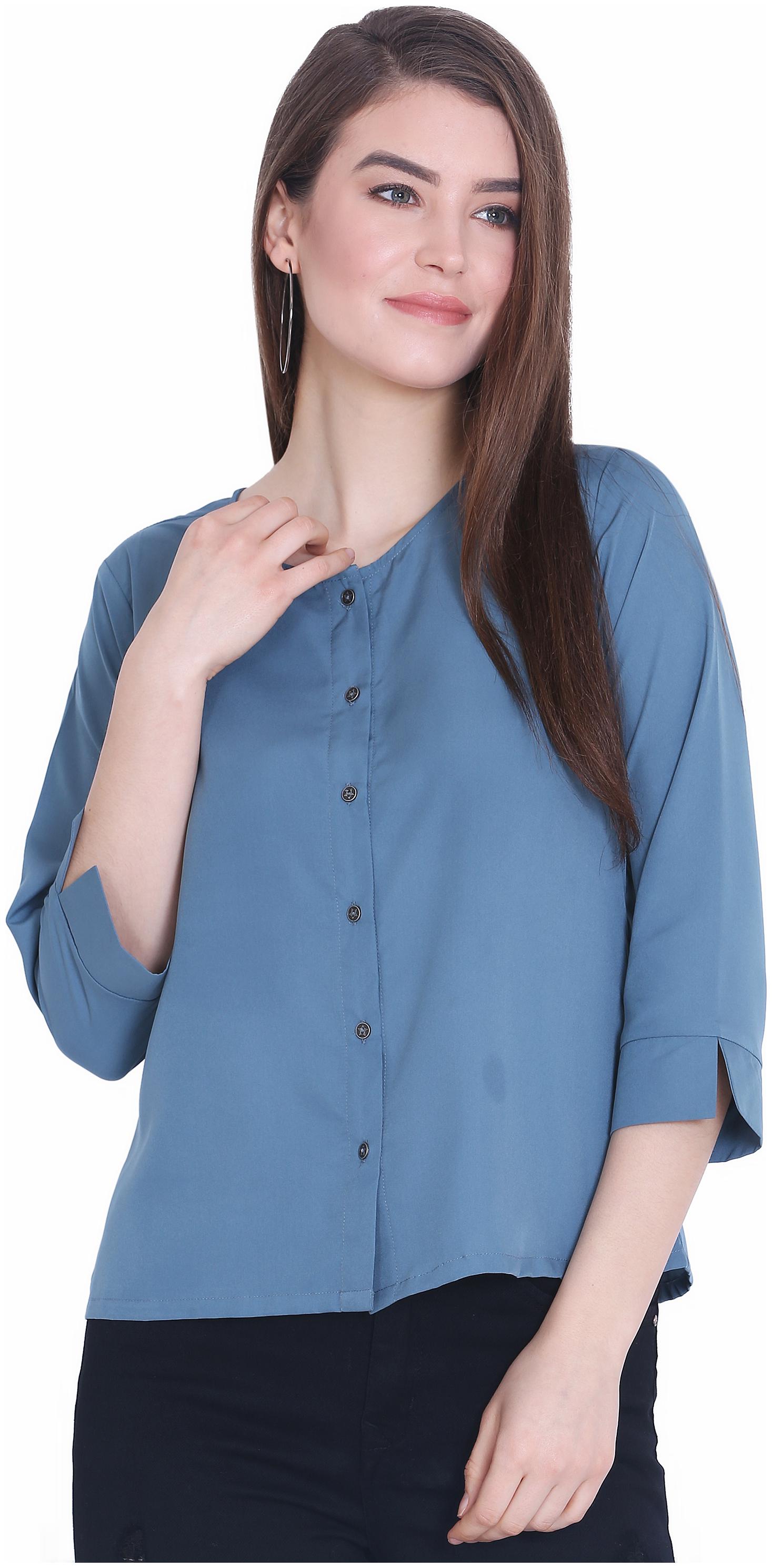 

Sanadi Women Blue Solid Regular Fit Shirt