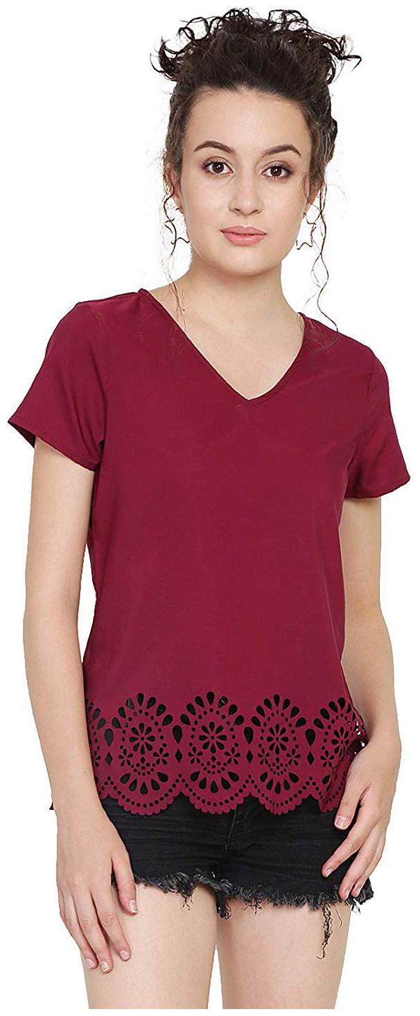 

Sanadi Women Solid Regular top - Maroon