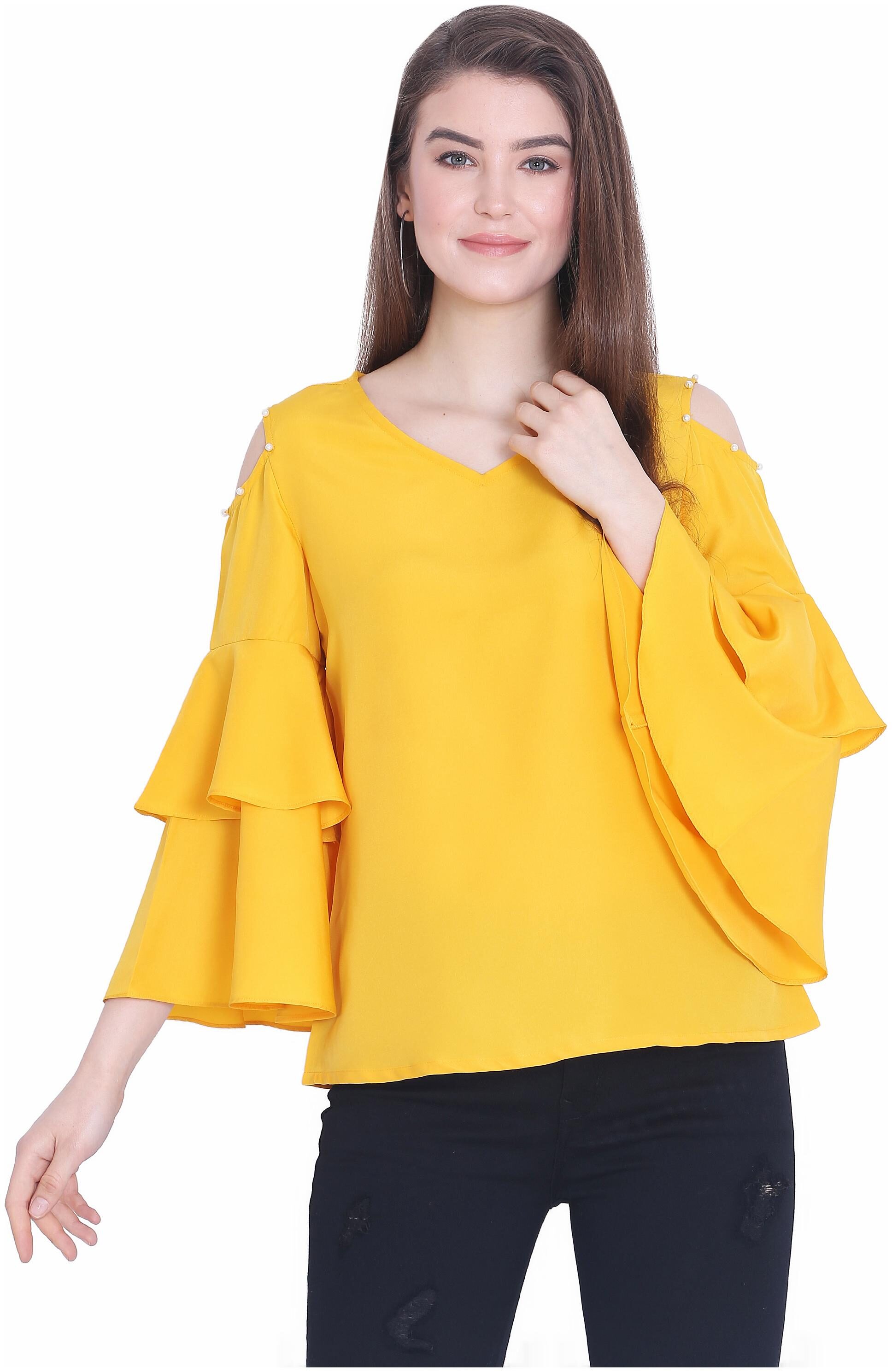 

Sanadi Women Solid Regular top - Yellow