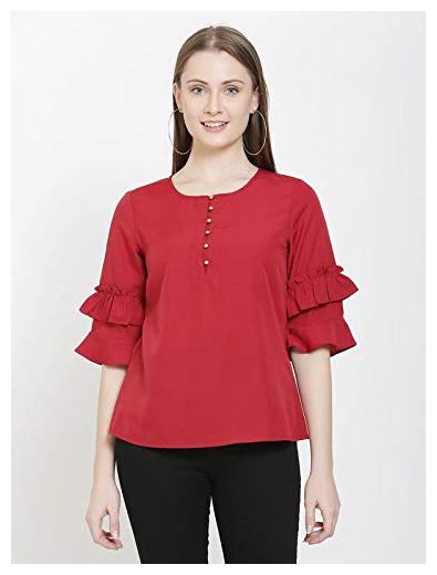 

Sanadi Women Solid Regular top - Maroon