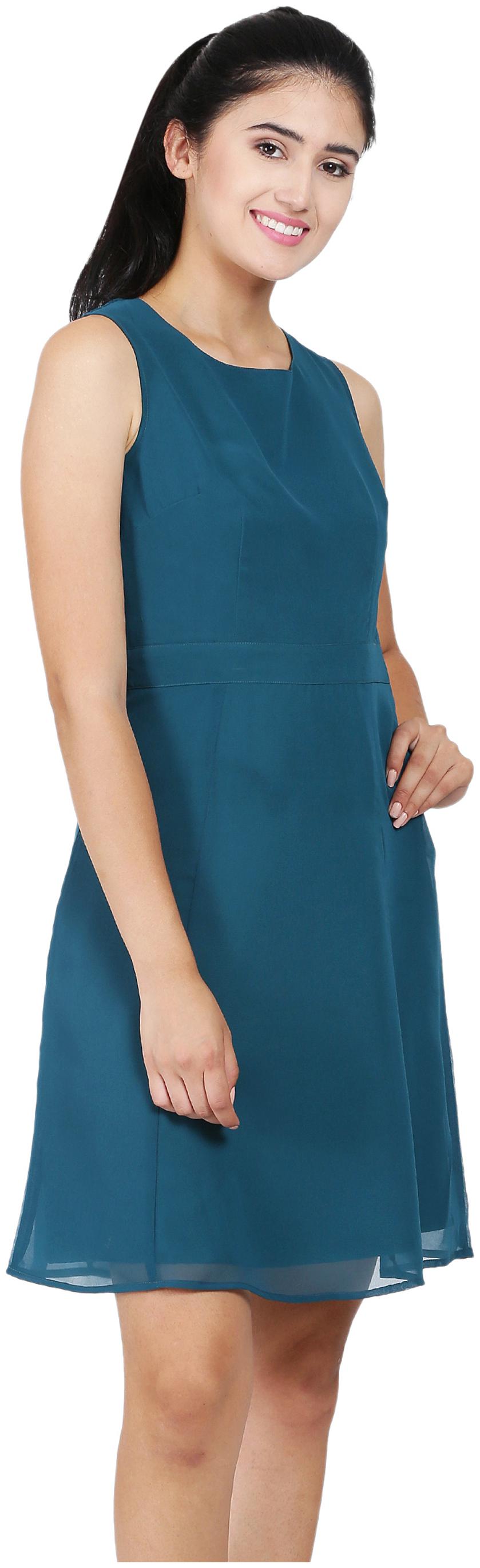 

Sanadi Turquoise Solid A-line dress