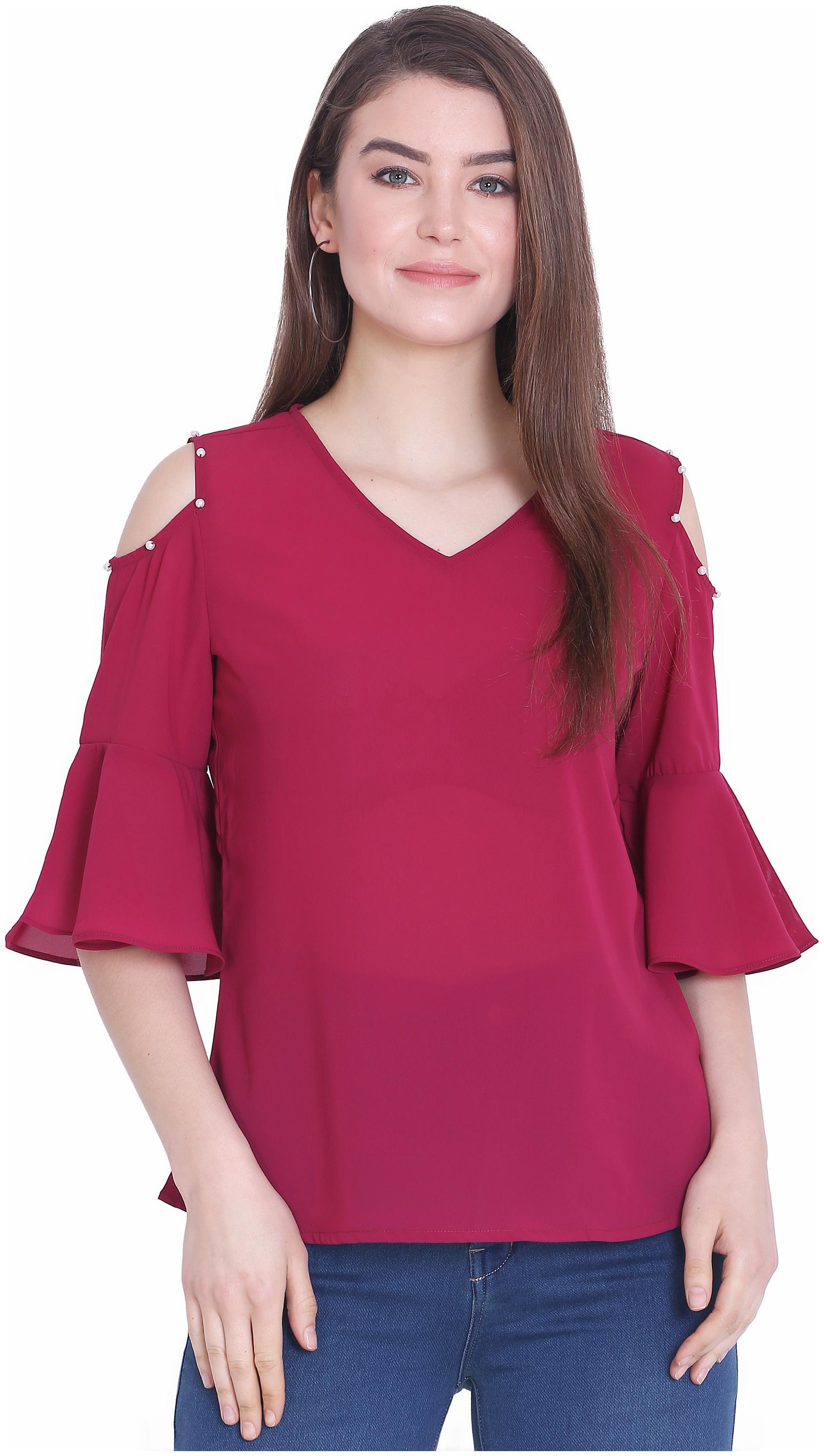 

Sanadi Women Solid Regular top - Pink