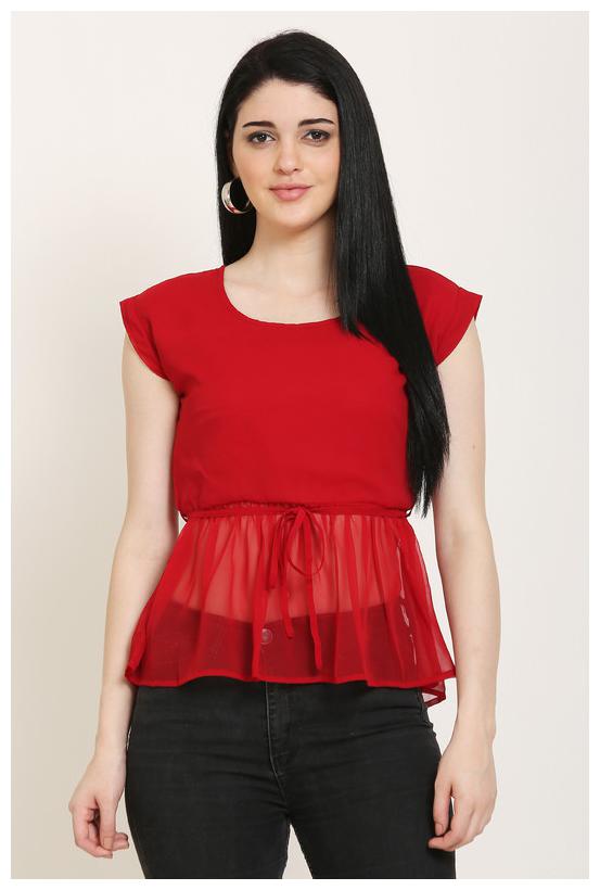 

Sanadi Women Solid Regular top - Red