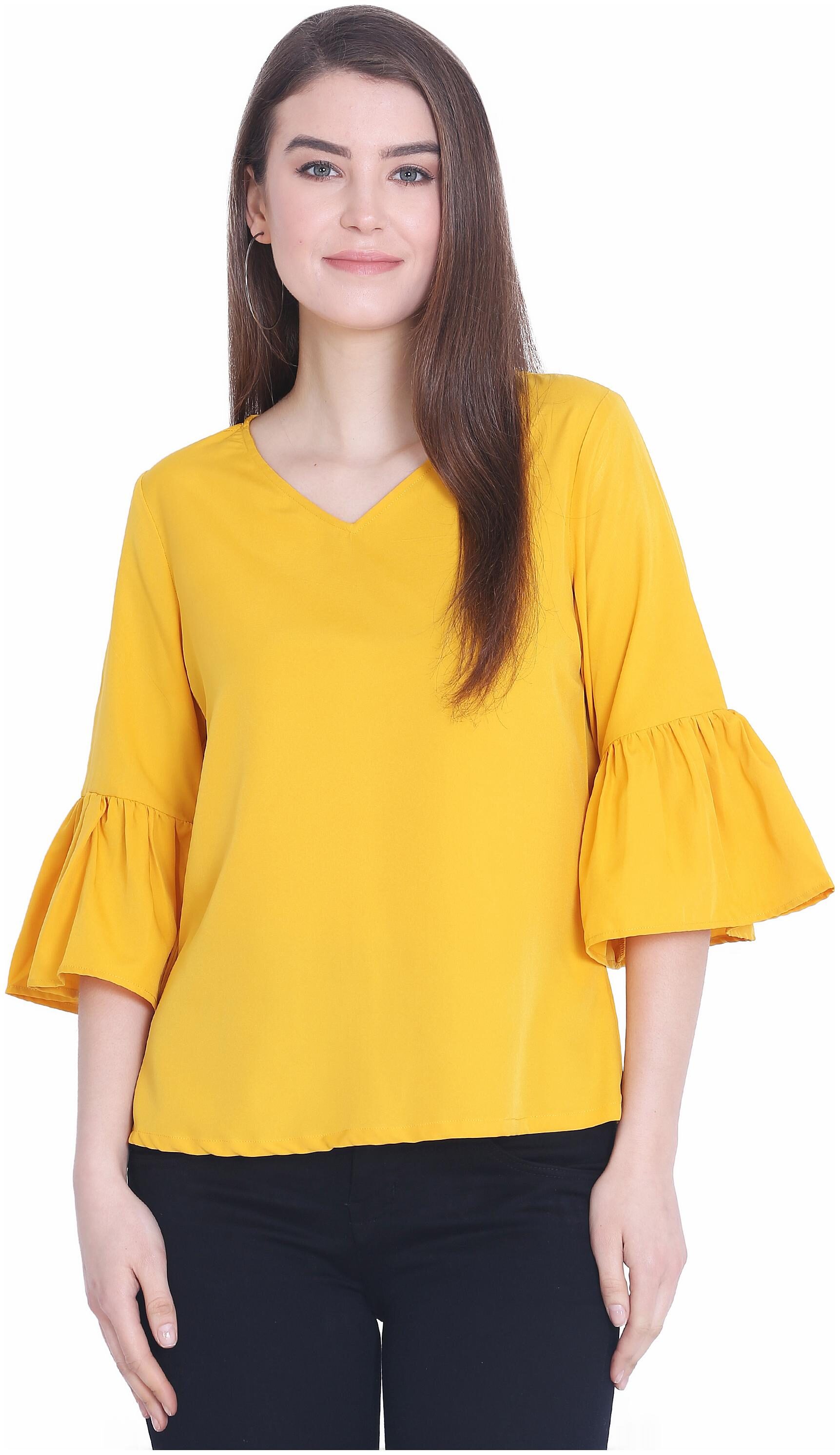 

Sanadi Women Solid Regular top - Yellow