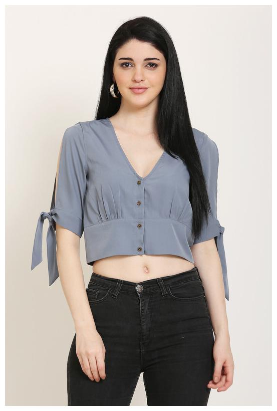 

Sanadi Women Solid Regular top - Grey