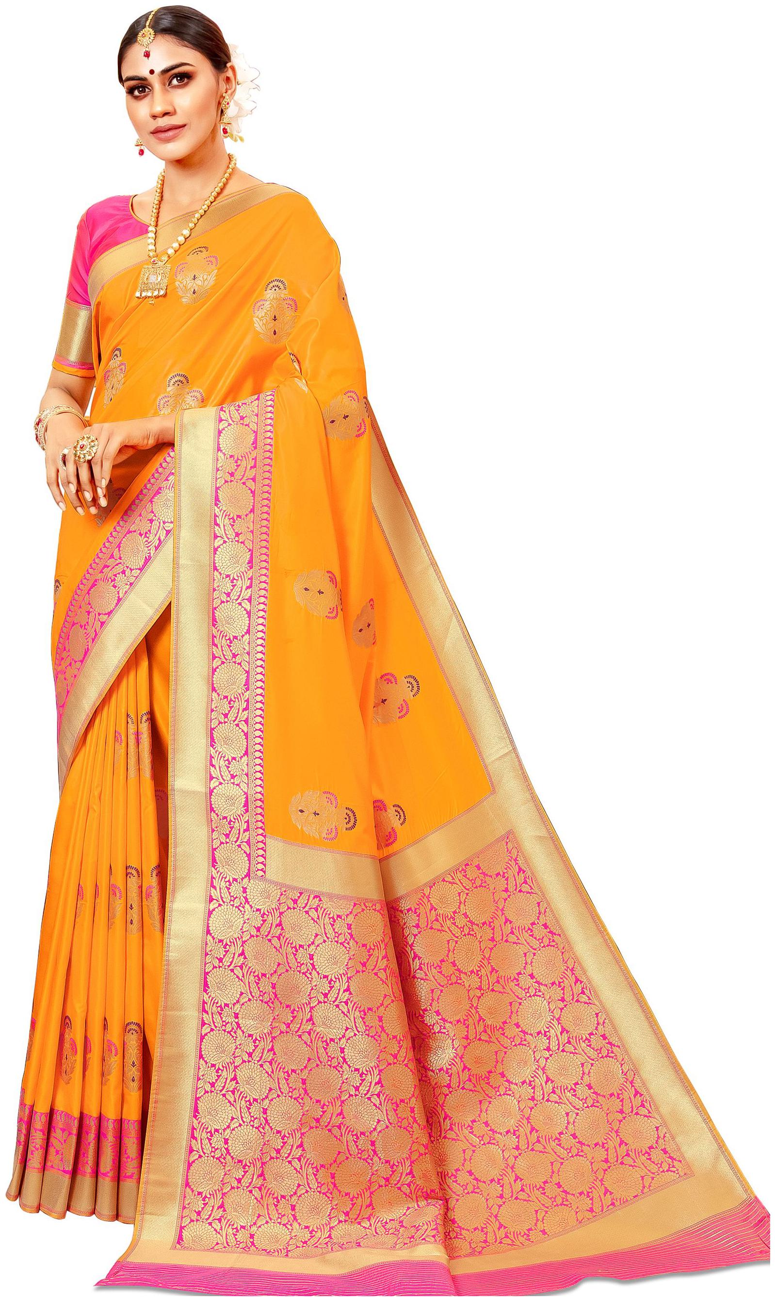 

Sangam Prints Women Silk Sarees Yellow