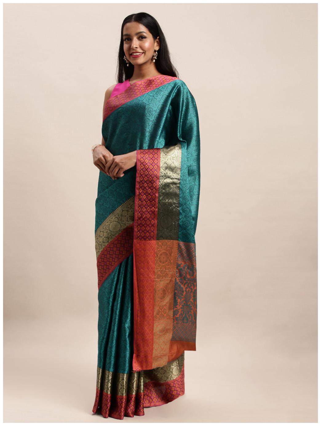 

Sangam Prints Womens Green Silk Woven Saree