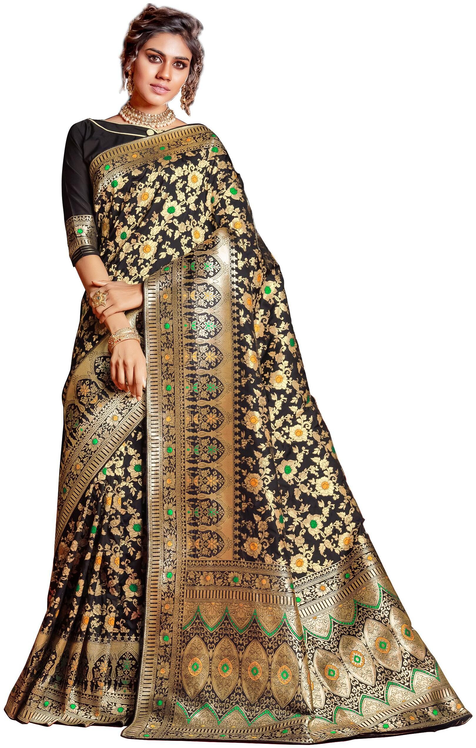 

Sangam Prints Women Silk Sarees Black