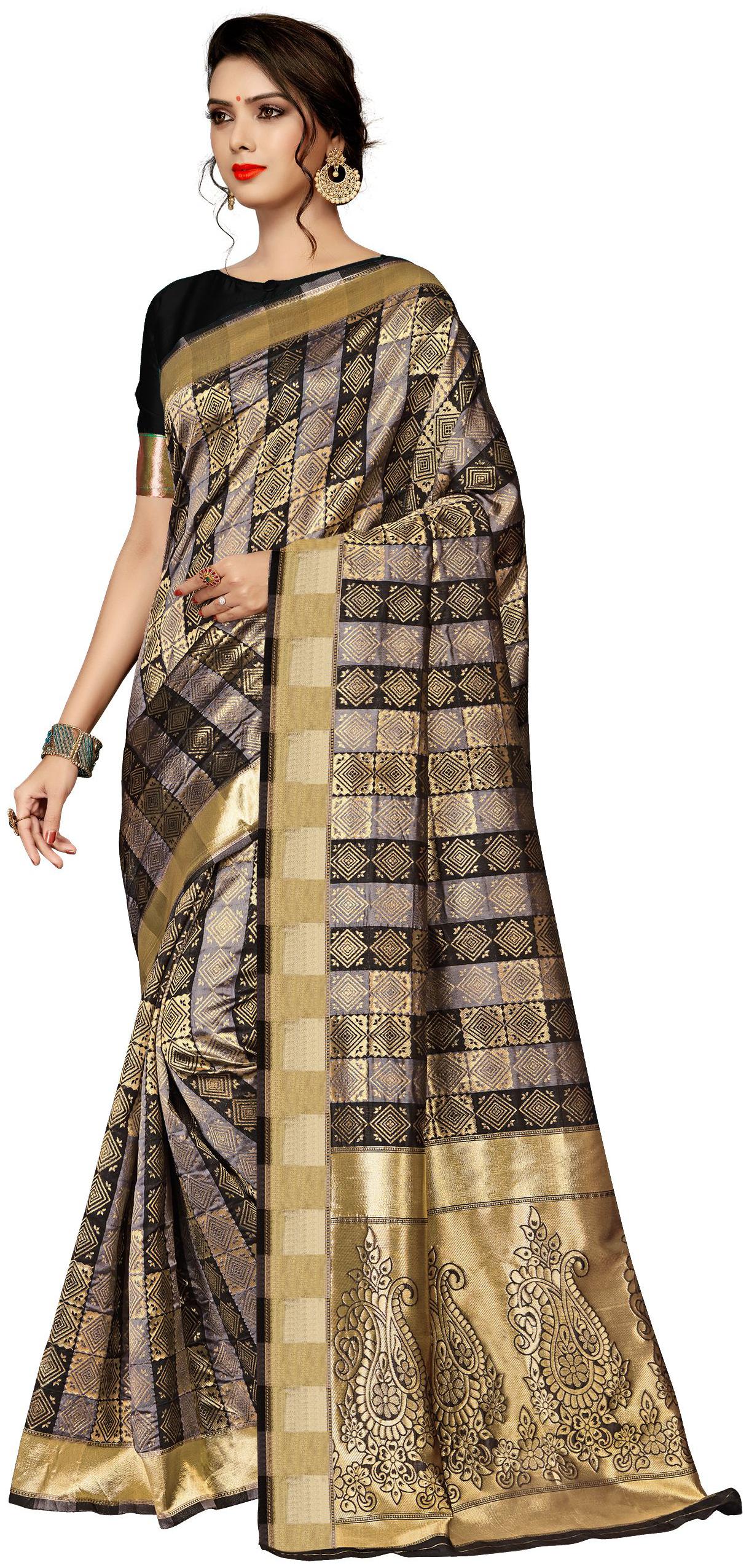 

Sangam Prints Women Silk Sarees Black