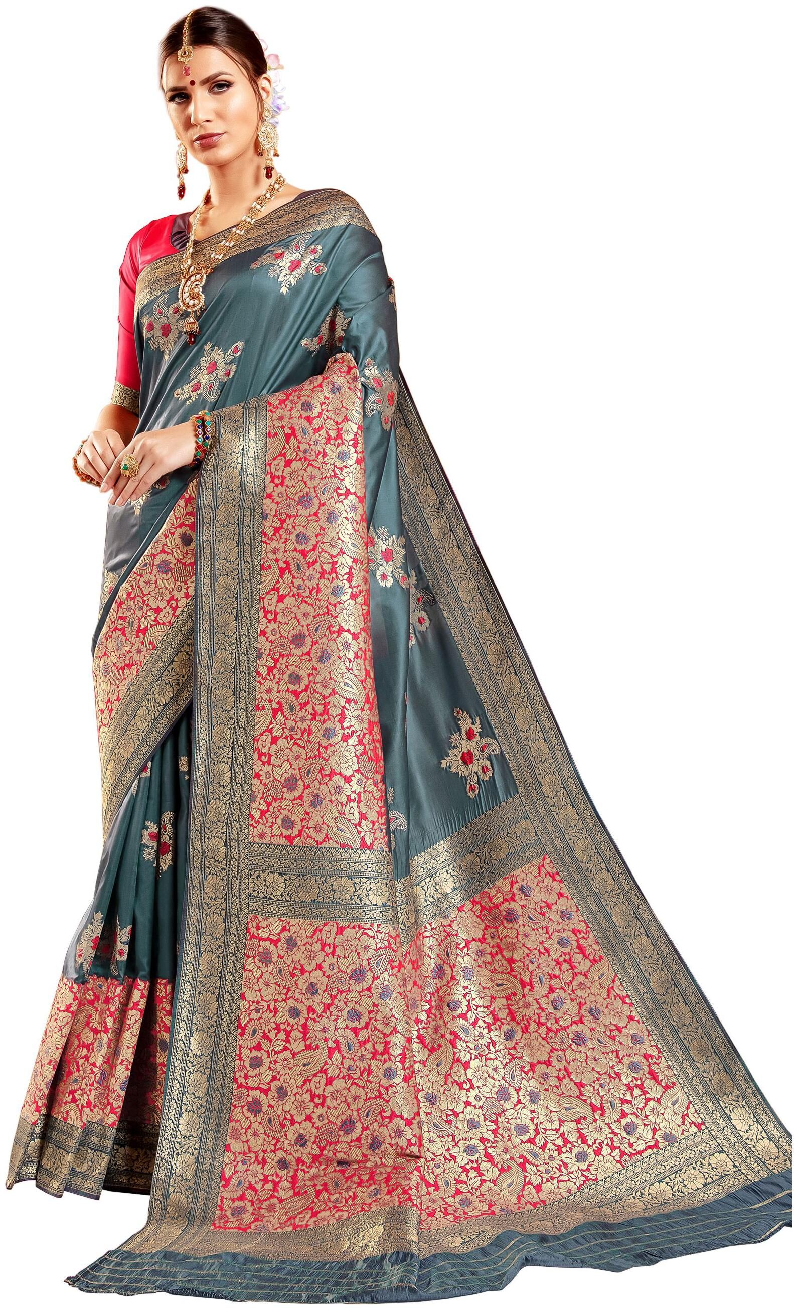 

Sangam Prints Women Silk Sarees Grey