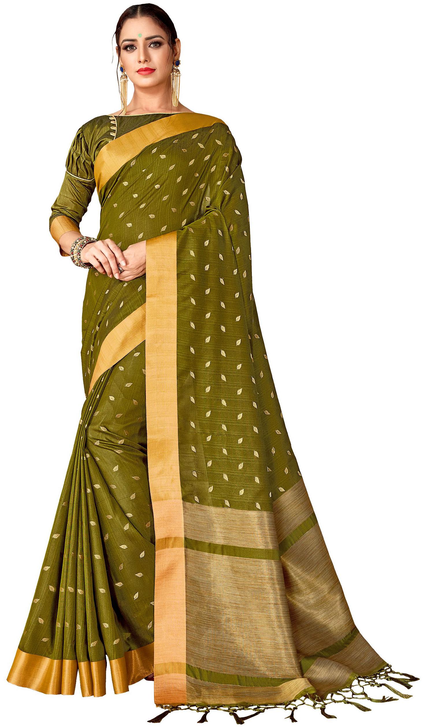 

Sangam Prints Women Silk Sarees Green