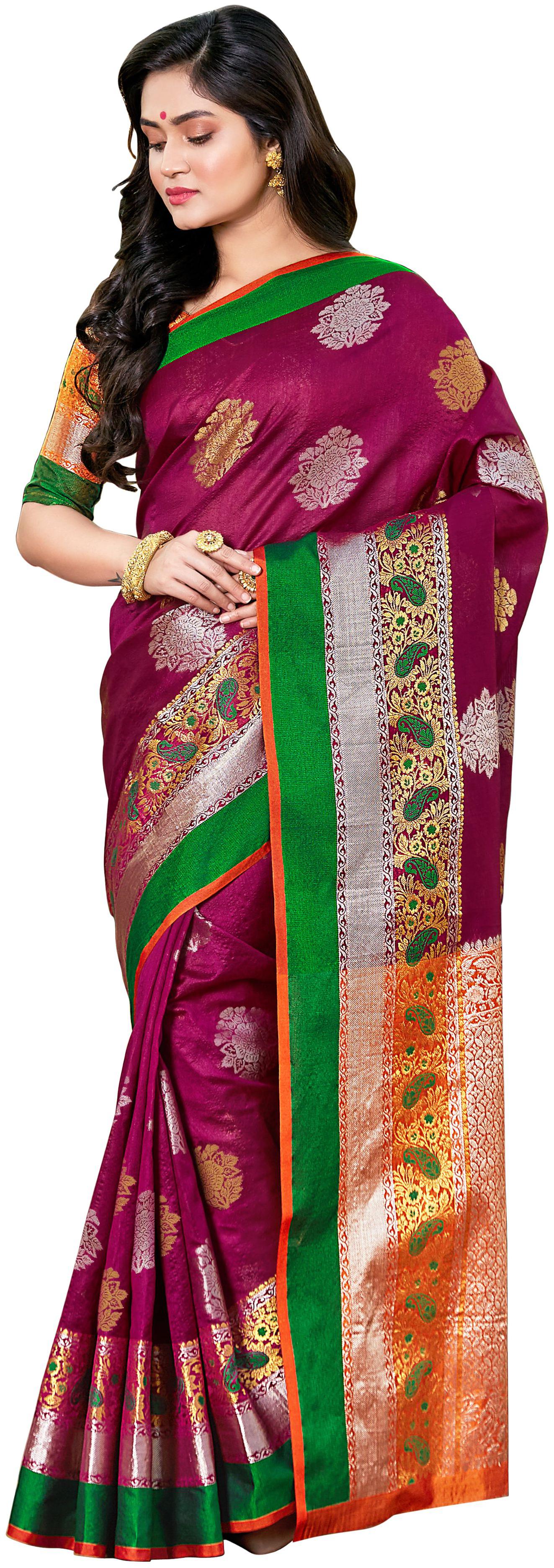 

Sangam Prints Women Silk Sarees Purple