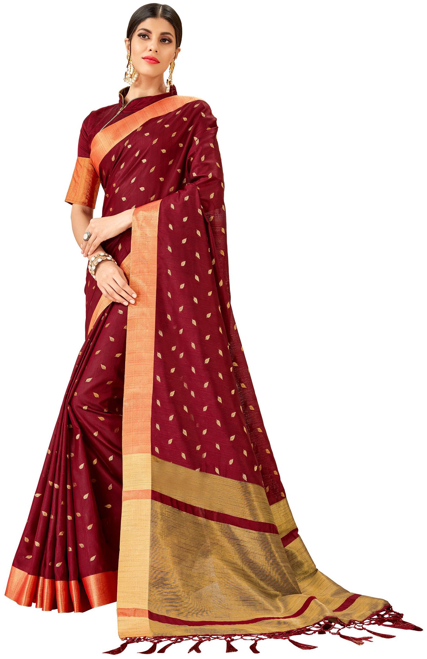 

Sangam Prints Women Silk Sarees Maroon