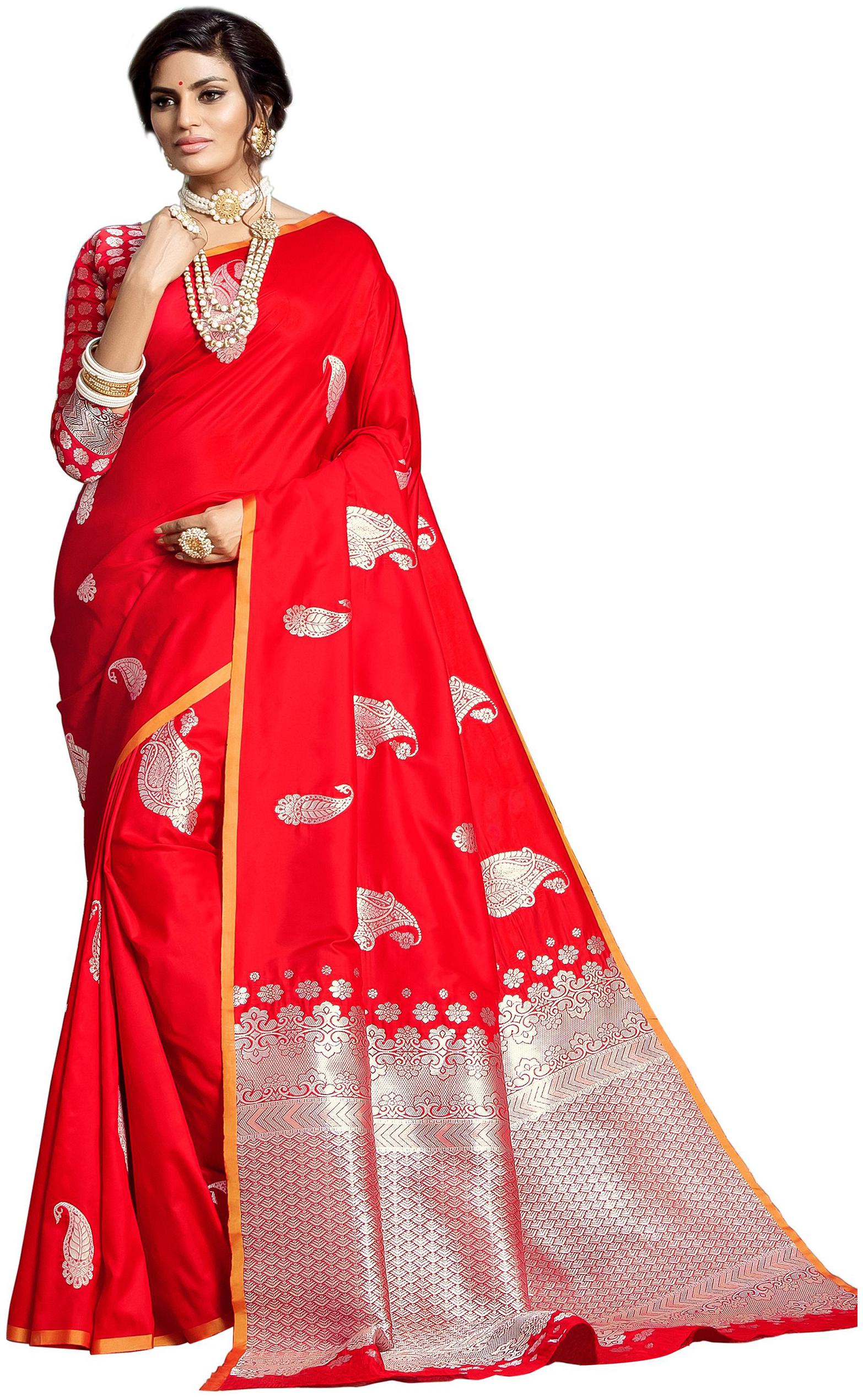 

Sangam Prints Women Silk Sarees Red