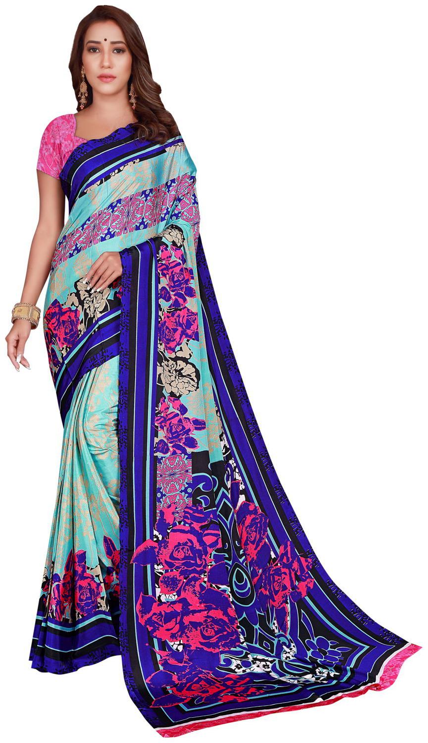 

Sangam Prints Crepe Multi Floral Regular Saree For Women