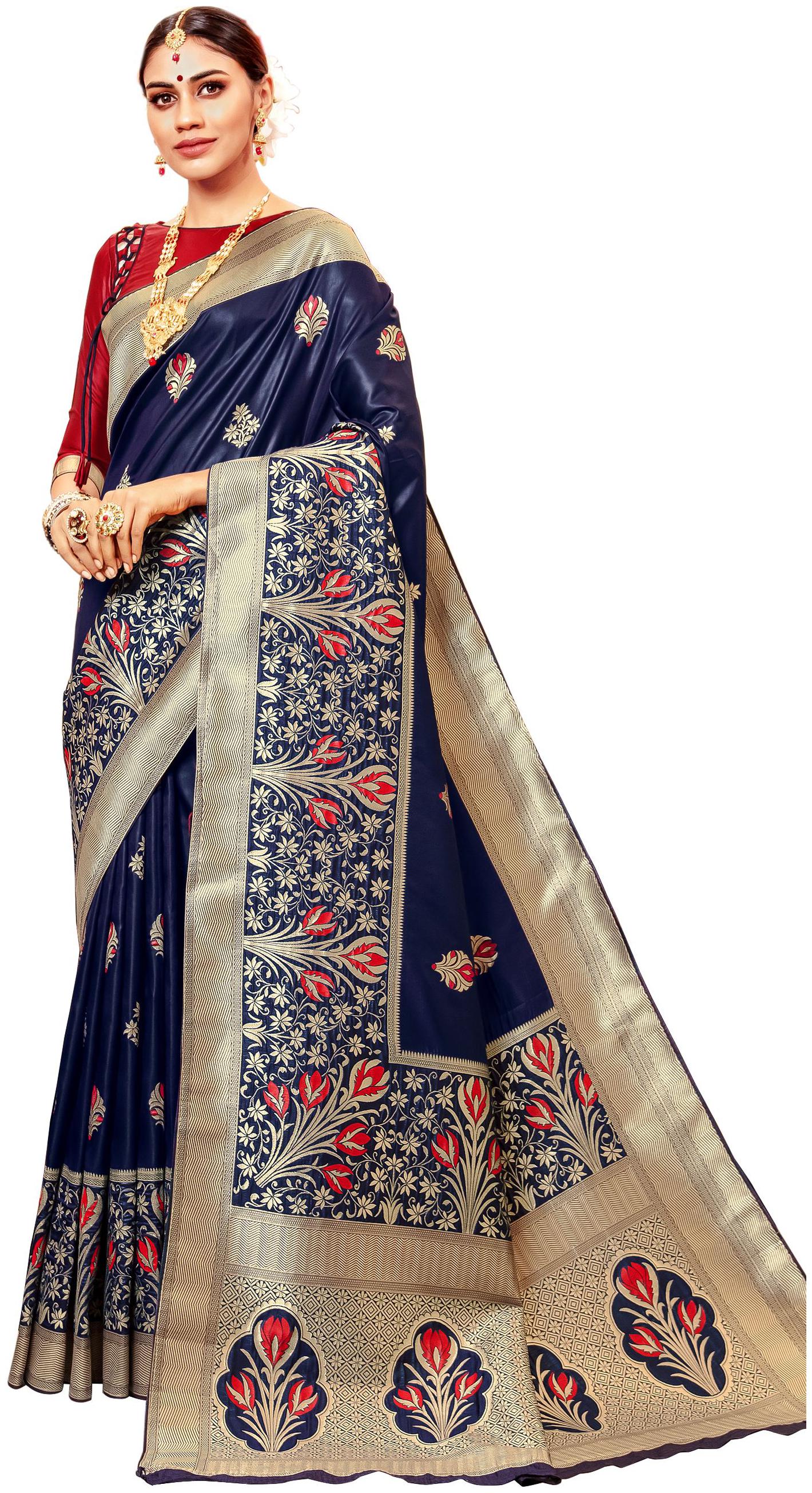 

Sangam Prints Women Silk Sarees Blue