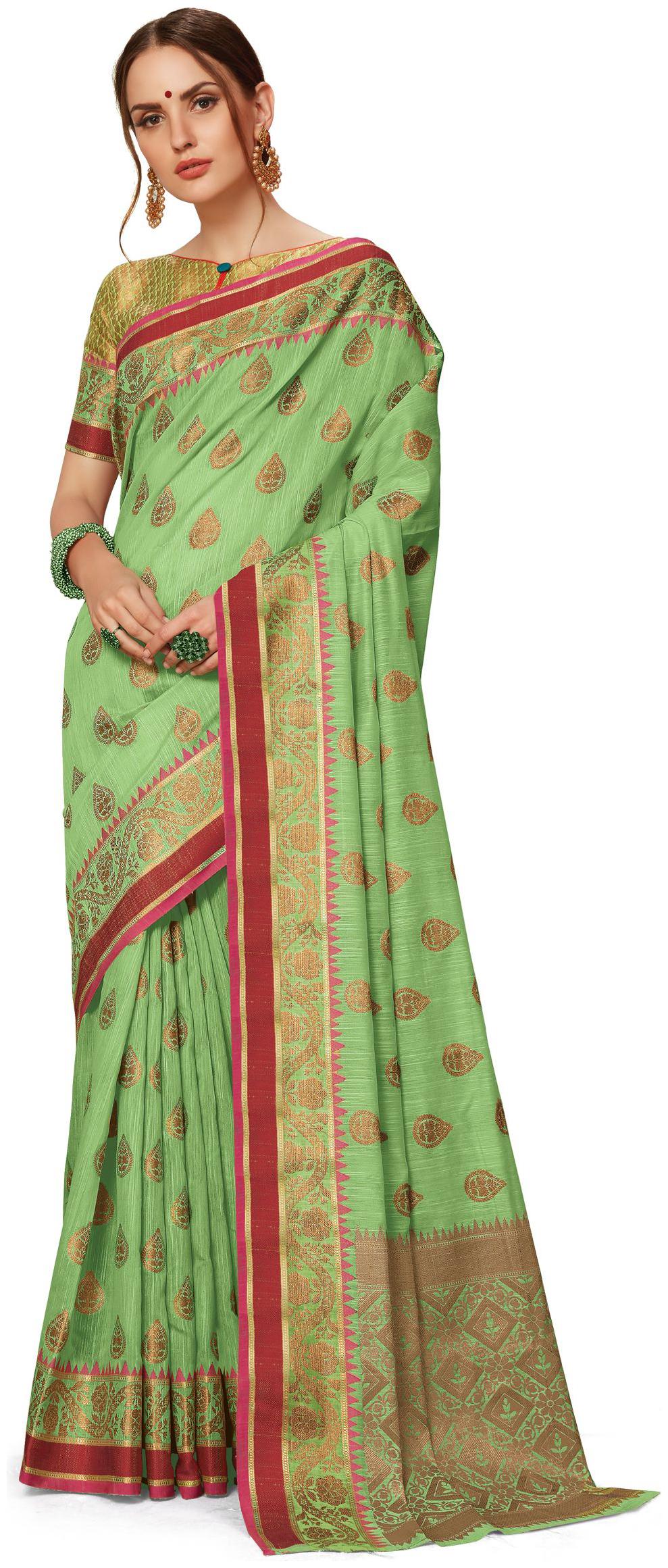 

Sangam Prints Women Silk Sarees Green